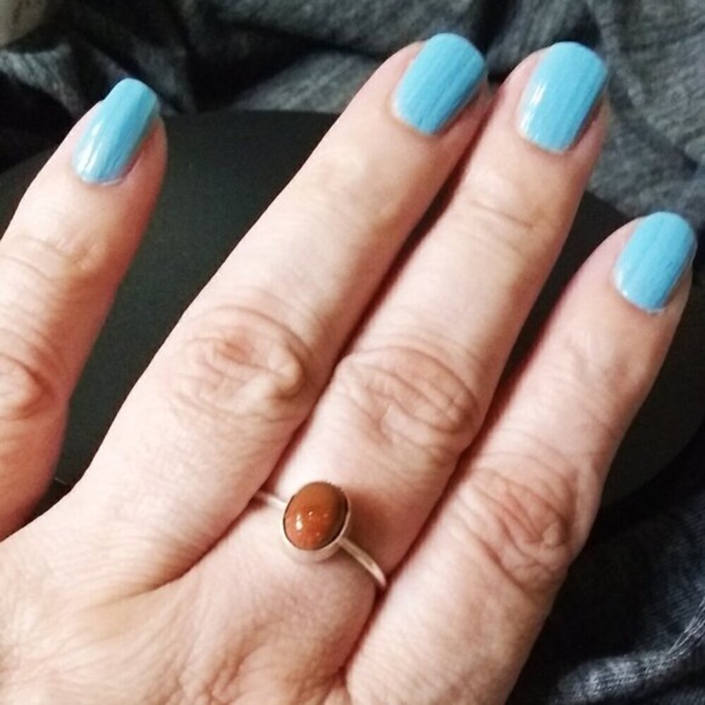 2/$25!!! Dainty Minimalist - Copper Goldstone 8.75 - Semi-Precious Stone Rings